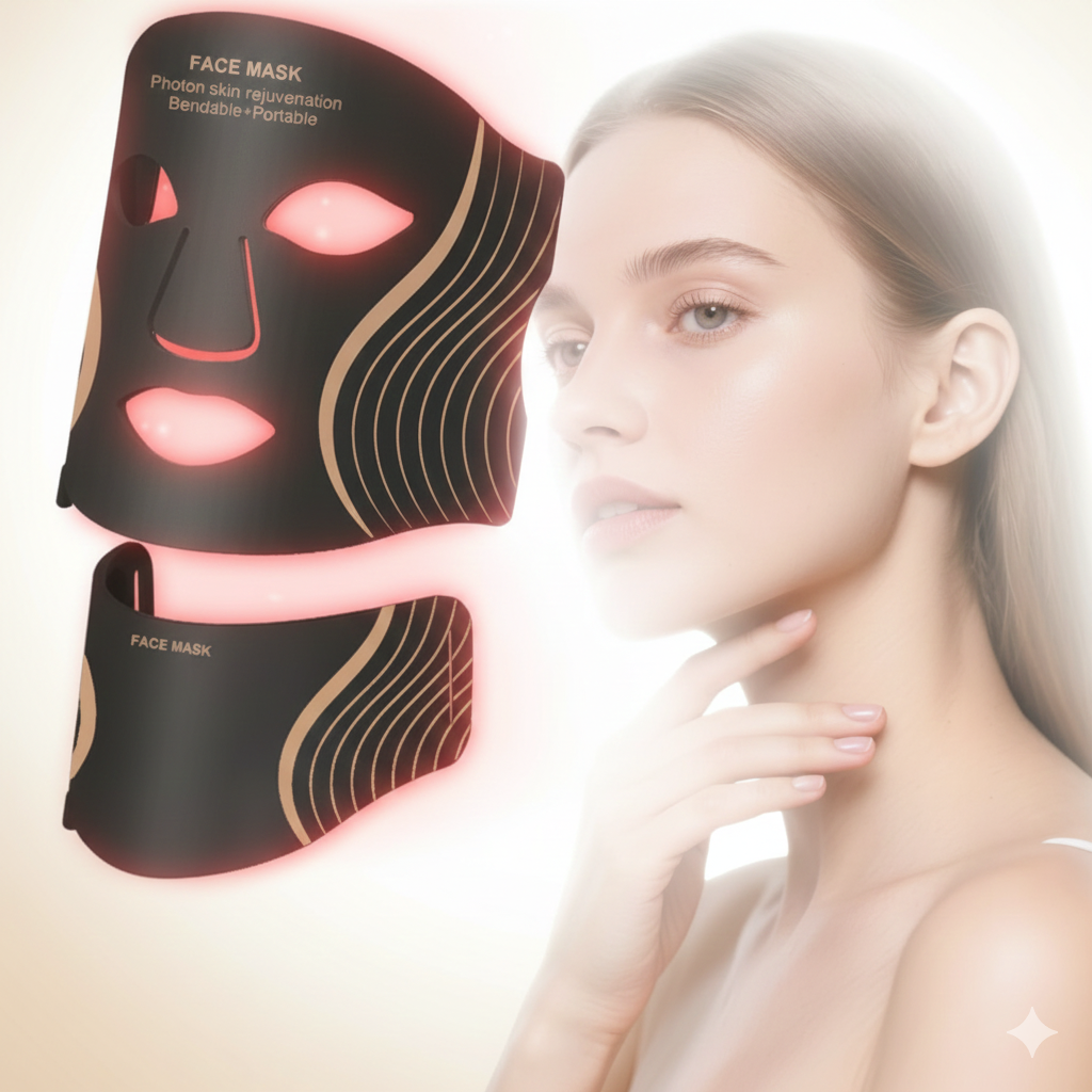 14™ Silicone Face & Neck Photon Rejuvenation Mask – Bendable, Portable